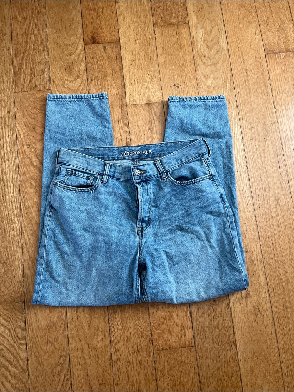 Classic Blue Women's Mom Jeans - Stretch Mid-Rise